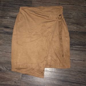 Suede asymmetrical skirt